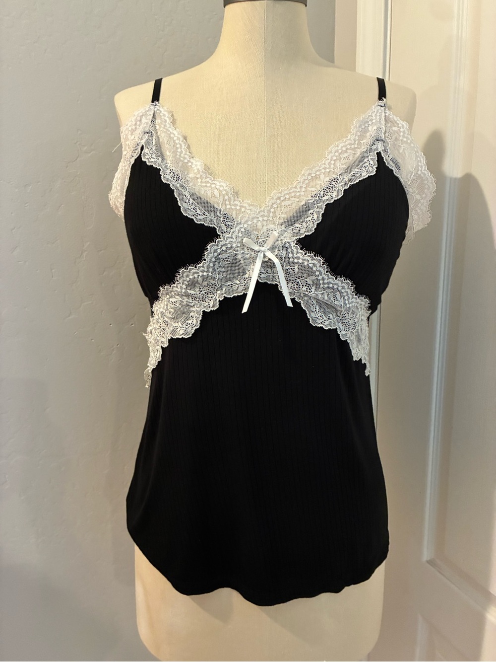 Black Lace-Trim Cami Top - Women's Intimates Y2K style